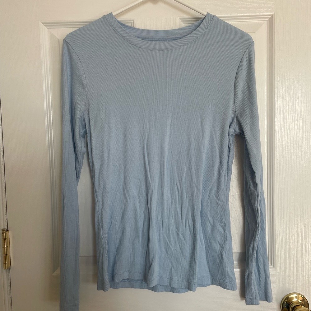 a new day Light Blue Long Sleeve Crewneck Top